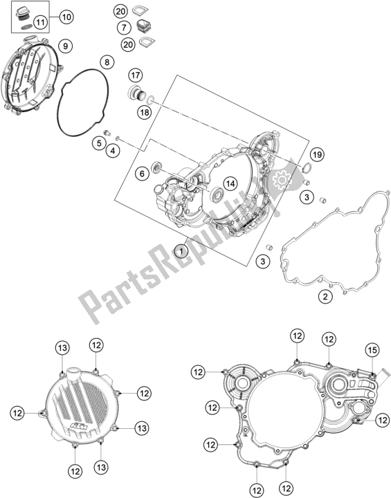 All parts for the Clutch Cover of the KTM 300 EXC TPI Erzbergrodeo EU 2021