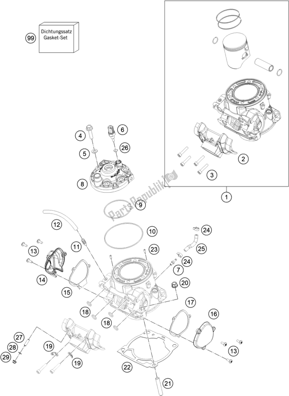 All parts for the Cylinder, Cylinder Head of the KTM 300 EXC TPI Erzbergrodeo EU 2021