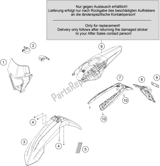 All parts for the Mask, Fenders of the KTM 300 EXC TPI Erzbergrodeo EU 2021
