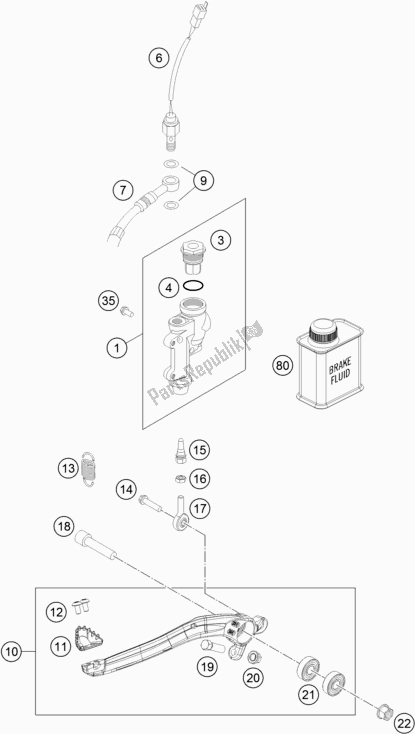 All parts for the Rear Brake Control of the KTM 300 EXC TPI Erzbergrodeo EU 2021