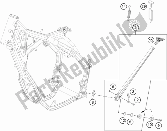 All parts for the Side / Center Stand of the KTM 300 EXC TPI Erzbergrodeo EU 2021