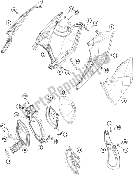 All parts for the Air Filter of the KTM 300 EXC TPI EU 2018