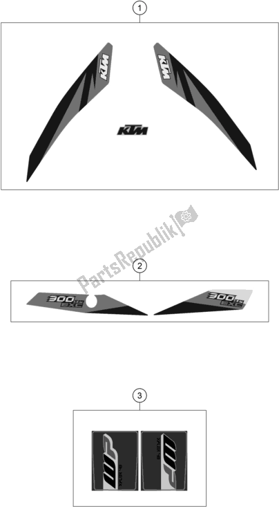 All parts for the Decal of the KTM 300 EXC TPI EU 2018