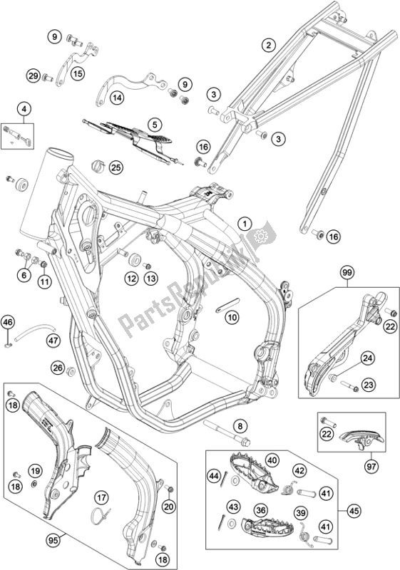 Toutes les pièces pour le Cadre du KTM 300 EXC TPI EU 2018