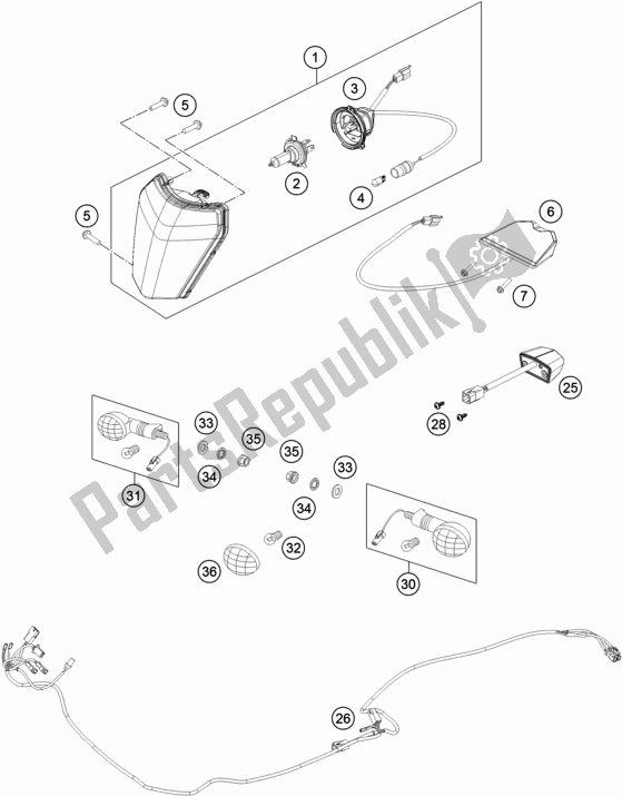 All parts for the Lighting System of the KTM 300 EXC TPI EU 2018