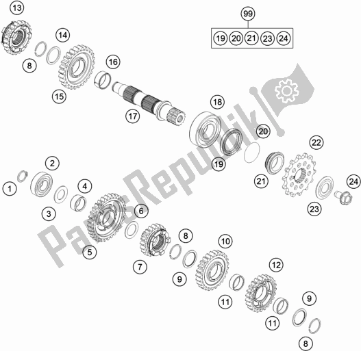 Toutes les pièces pour le Transmission Ii - Arbre Intermédiaire du KTM 300 EXC TPI EU 2018