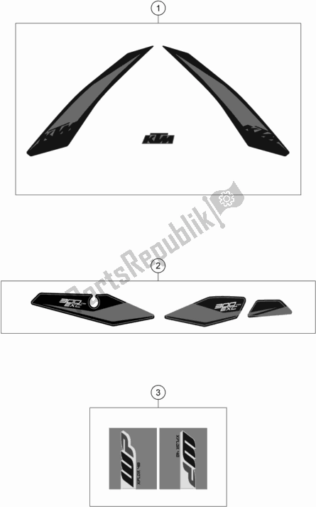All parts for the Decal of the KTM 300 EXC TPI EU 2019