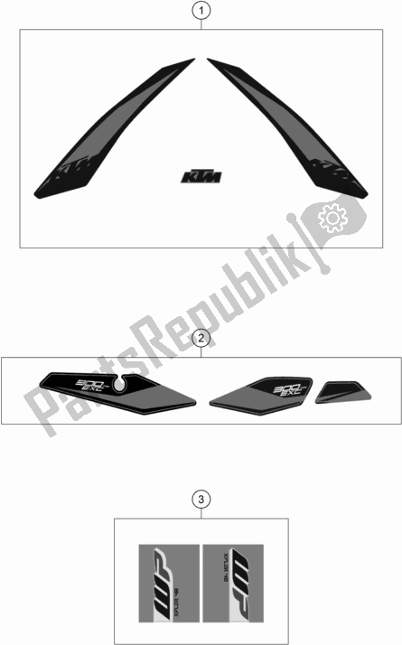 All parts for the Decal of the KTM 300 EXC TPI EU 2019