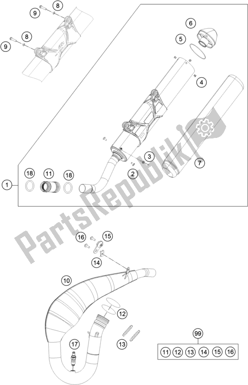 Wszystkie części do System Wydechowy KTM 300 EXC TPI EU 2019