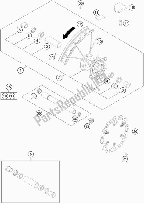 Toutes les pièces pour le Roue Avant du KTM 300 EXC TPI EU 2019