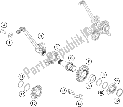 All parts for the Kick Starter of the KTM 300 EXC TPI EU 2019