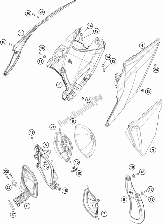 All parts for the Air Filter of the KTM 300 EXC TPI EU 2021