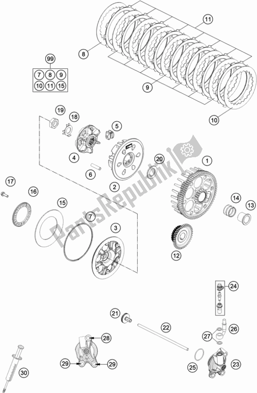 All parts for the Clutch of the KTM 300 EXC TPI EU 2021