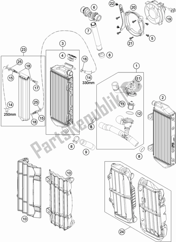 Alle onderdelen voor de Koelsysteem van de KTM 300 EXC TPI EU 2021