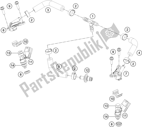 All parts for the Fuel Distributor of the KTM 300 EXC TPI EU 2021