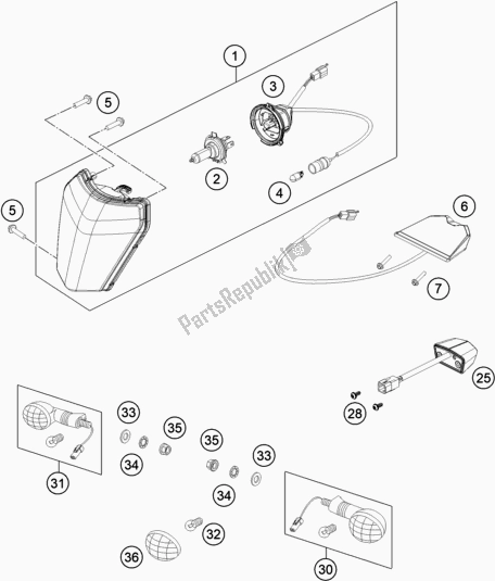 All parts for the Lighting System of the KTM 300 EXC TPI EU 2021