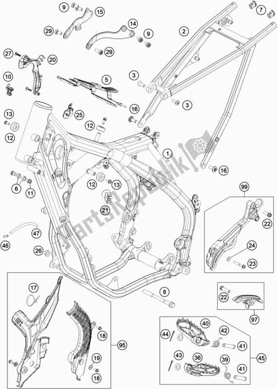 Toutes les pièces pour le Cadre du KTM 300 XC TPI US 2020