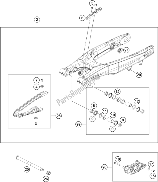 Toutes les pièces pour le Bras Oscillant du KTM 300 XC TPI US 2020