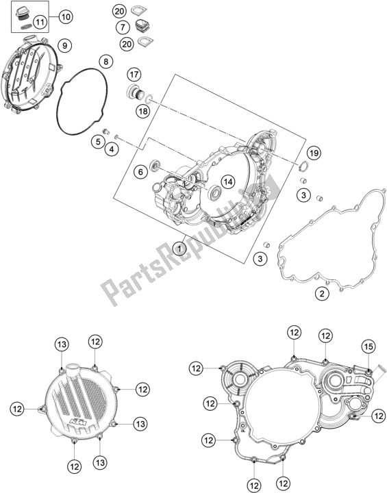 Todas as partes de Tampa Da Embreagem do KTM 300 XC TPI US 2021