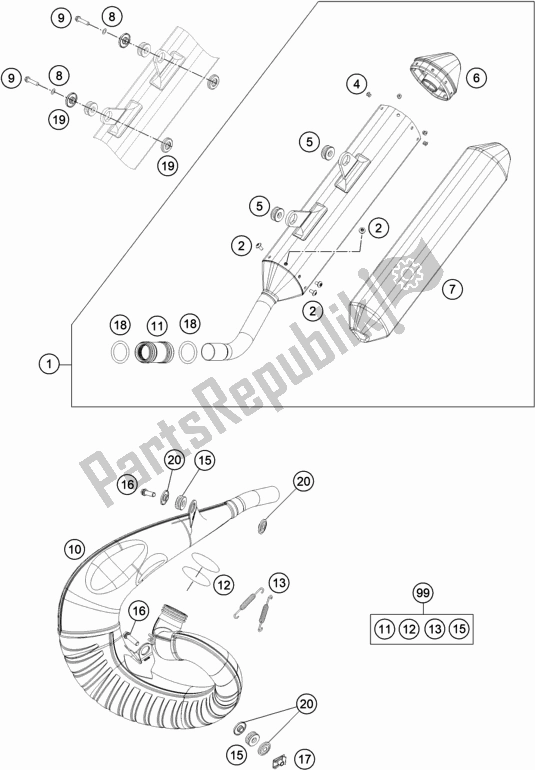 Toutes les pièces pour le Système D'échappement du KTM 300 XC TPI US 2021