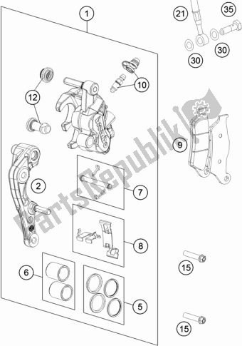 All parts for the Front Brake Caliper of the KTM 300 XC TPI US 2021