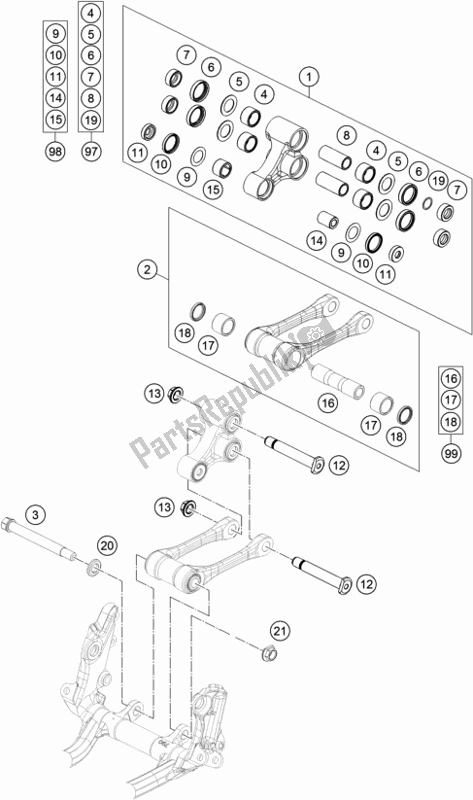 All parts for the Pro Lever Linking of the KTM 300 XC TPI US 2021