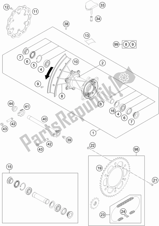 All parts for the Rear Wheel of the KTM 300 XC TPI US 2021