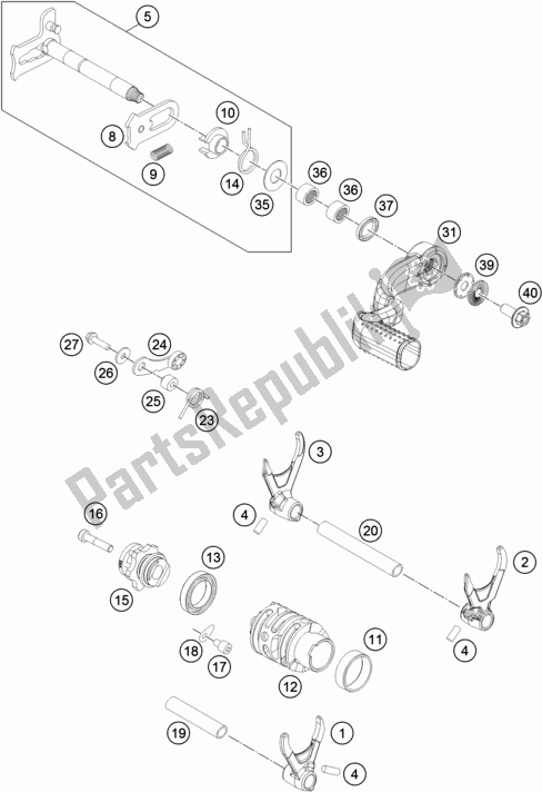 All parts for the Shifting Mechanism of the KTM 300 XC TPI US 2021