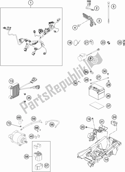 Todas as partes de Chicote De Fiação do KTM 300 XC TPI US 2021