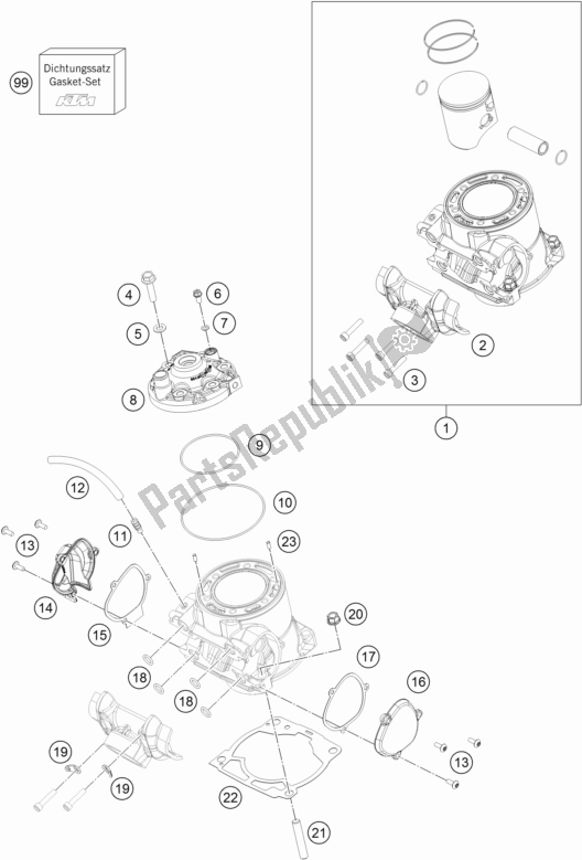 All parts for the Cylinder, Cylinder Head of the KTM 300 XC US 2017