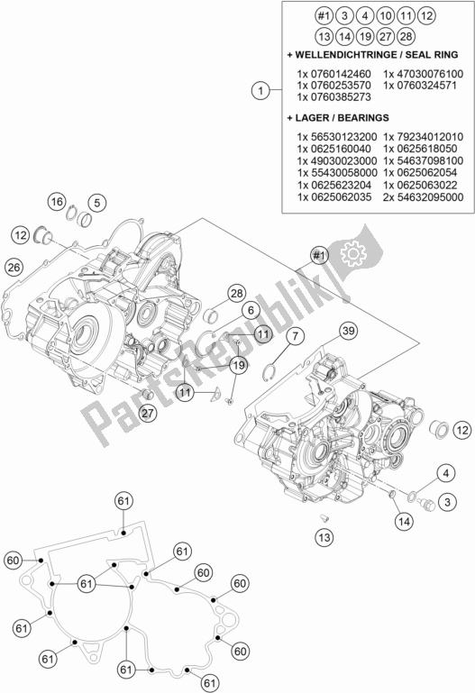 All parts for the Engine Case of the KTM 300 XC US 2017