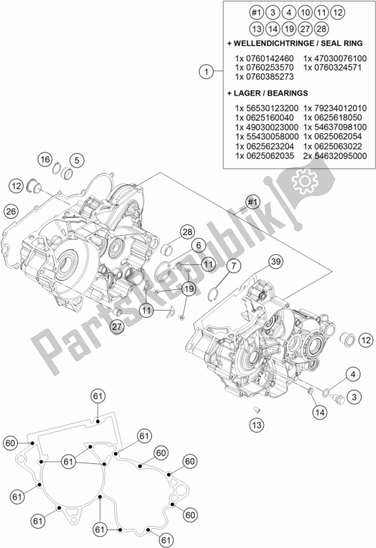 All parts for the Engine Case of the KTM 300 XC US 2017