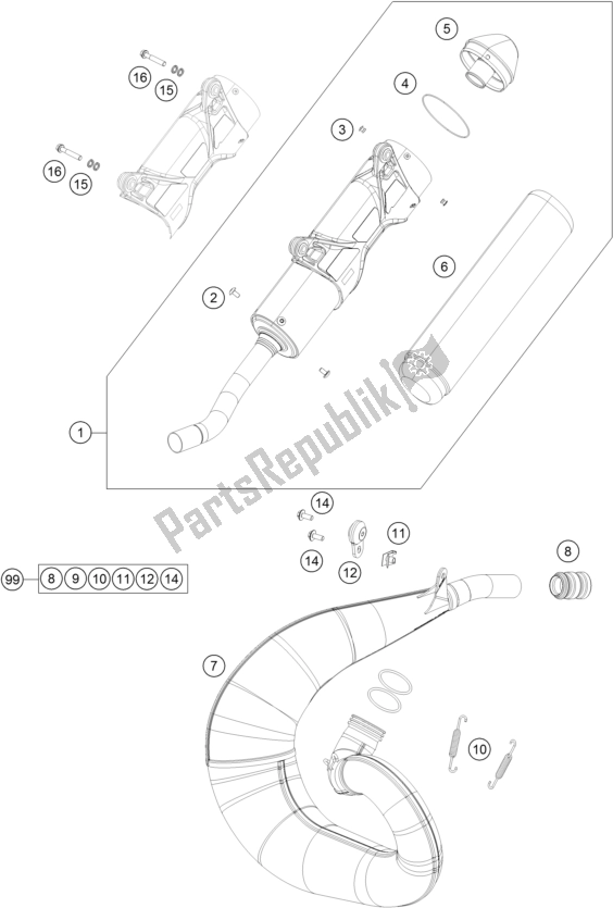 All parts for the Exhaust System of the KTM 300 XC US 2017