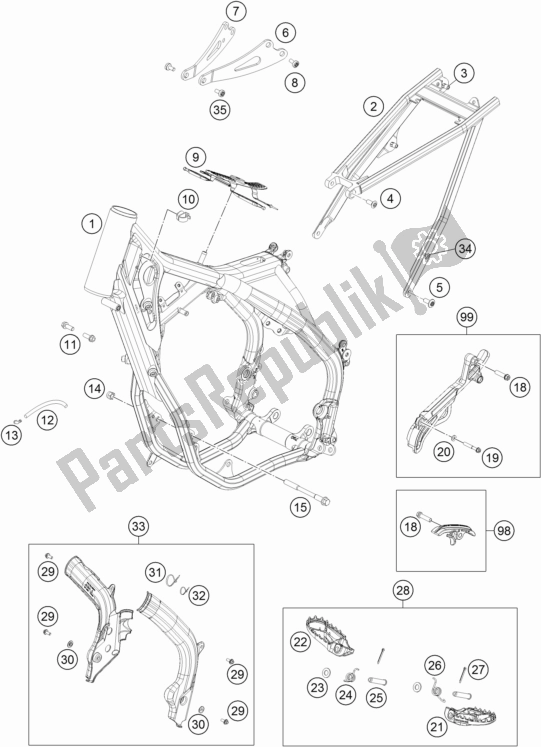 All parts for the Frame of the KTM 300 XC US 2017