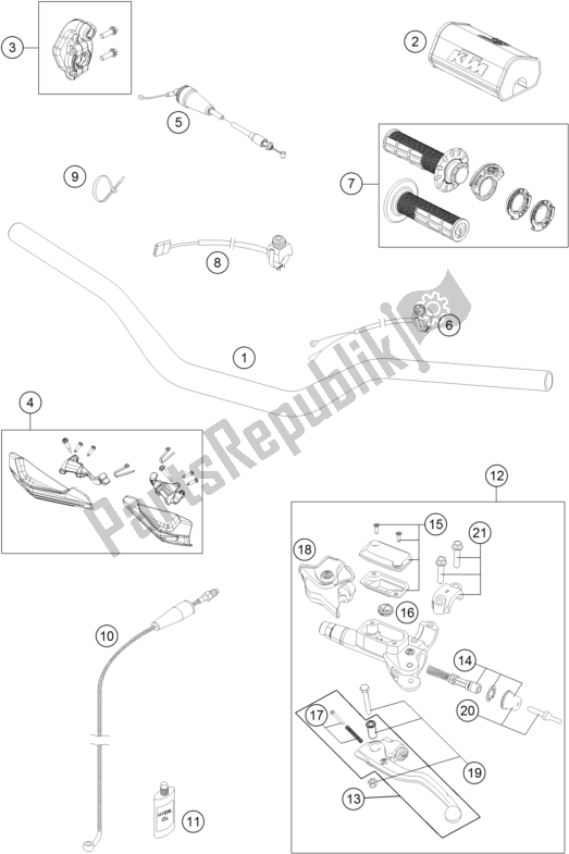 All parts for the Handlebar, Controls of the KTM 300 XC US 2017