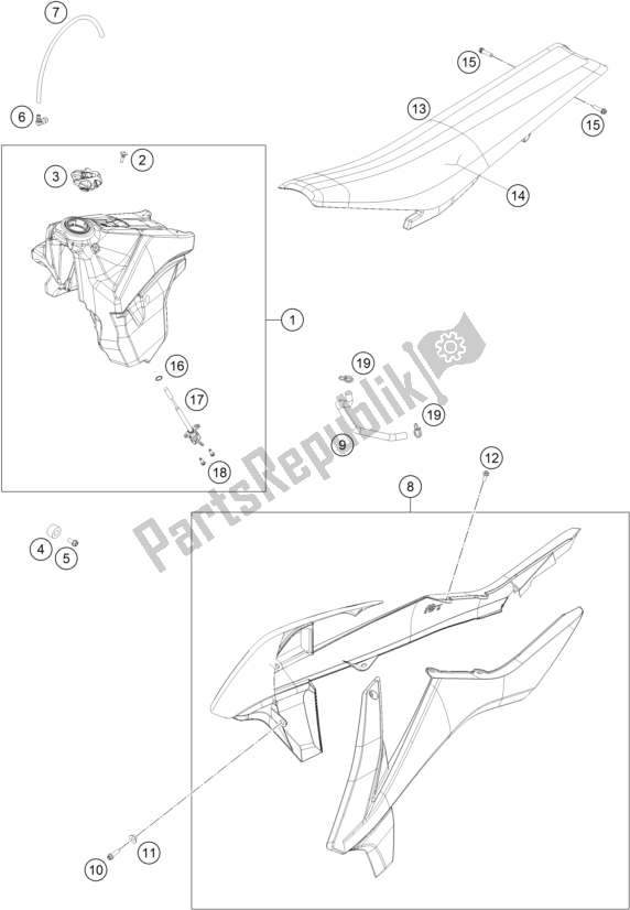 All parts for the Tank, Seat, Cover of the KTM 300 XC US 2017