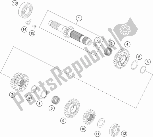 All parts for the Transmission I - Main Shaft of the KTM 300 XC US 2017