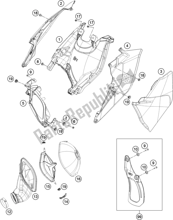 All parts for the Air Filter of the KTM 300 XC US 2018