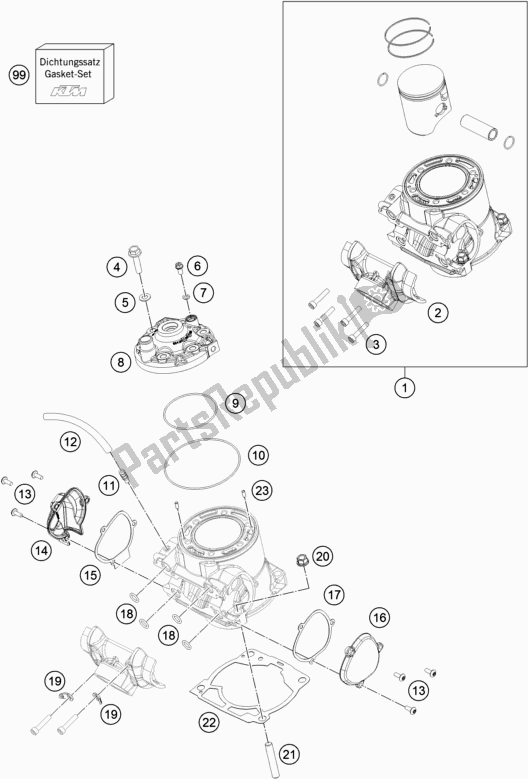 All parts for the Cylinder, Cylinder Head of the KTM 300 XC US 2018