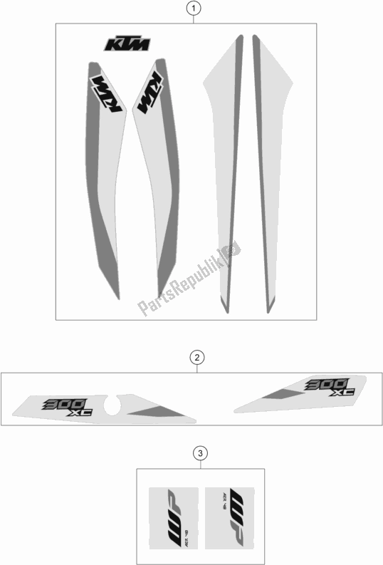 All parts for the Decal of the KTM 300 XC US 2018