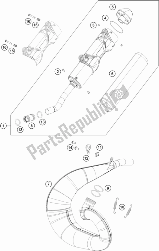 All parts for the Exhaust System of the KTM 300 XC US 2018