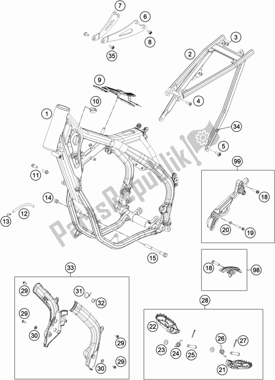 All parts for the Frame of the KTM 300 XC US 2018