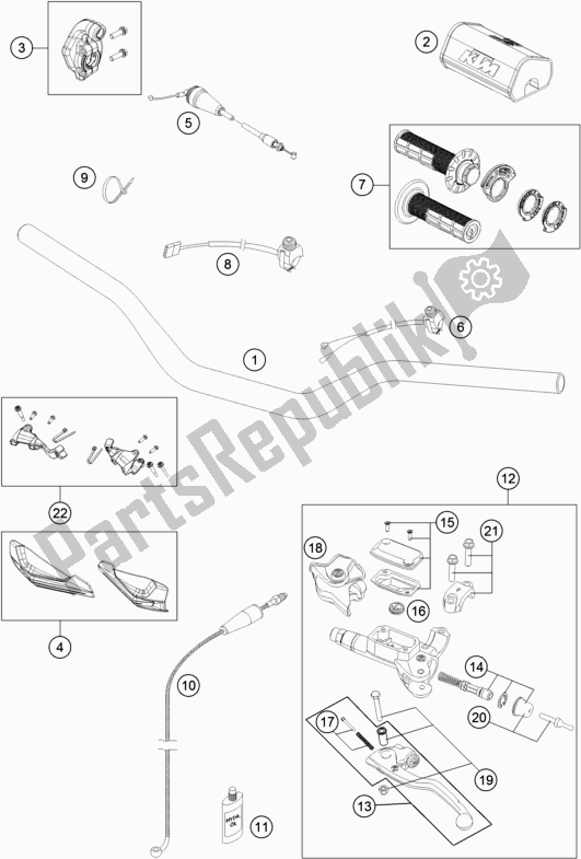 All parts for the Handlebar, Controls of the KTM 300 XC US 2018