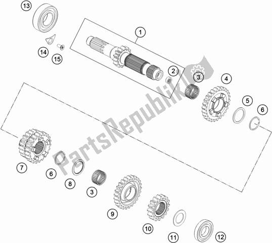 All parts for the Transmission I - Main Shaft of the KTM 300 XC US 2018