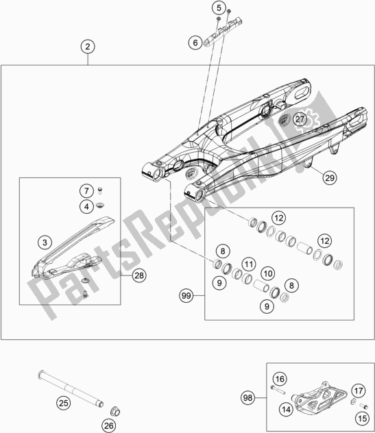 Todas las partes para Brazo Oscilante de KTM 300 XC US 2019