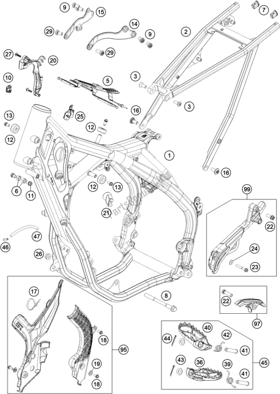Wszystkie części do Rama KTM 300 XC-W TPI Erzbergrodeo US 2021