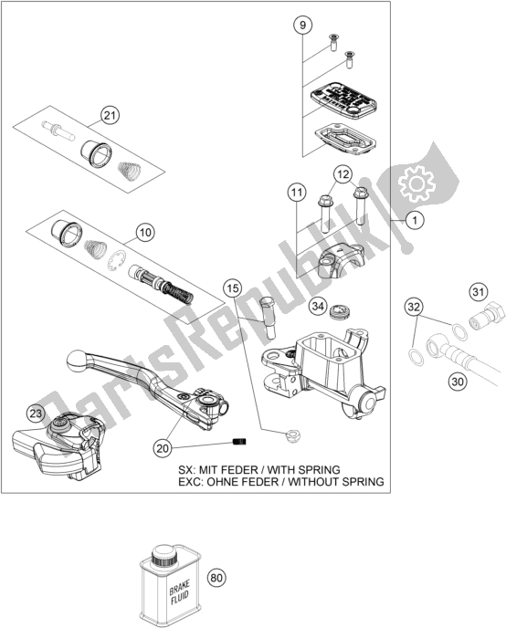 All parts for the Front Brake Control of the KTM 300 XC-W TPI Erzbergrodeo US 2021