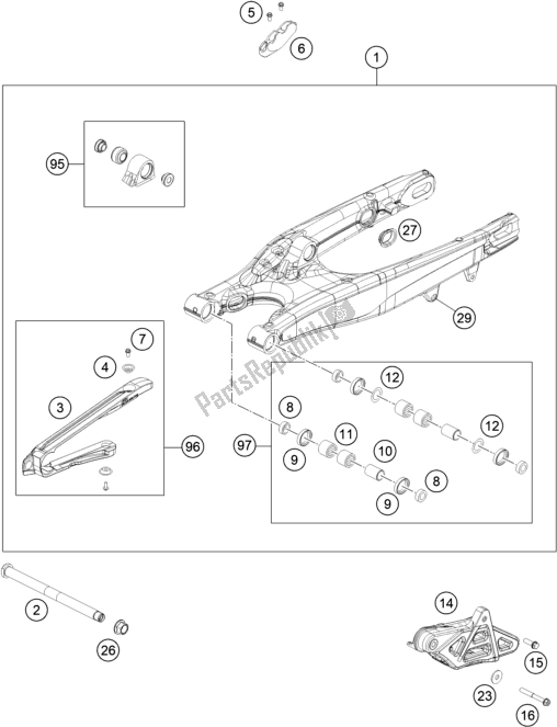 Tutte le parti per il Forcellone del KTM 300 XC-W TPI Erzbergrodeo US 2021