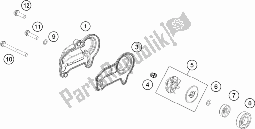 All parts for the Water Pump of the KTM 300 XC-W TPI Erzbergrodeo US 2021