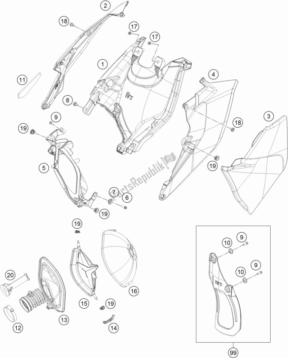 Alle onderdelen voor de Luchtfilter van de KTM 350 Exc-f 2017